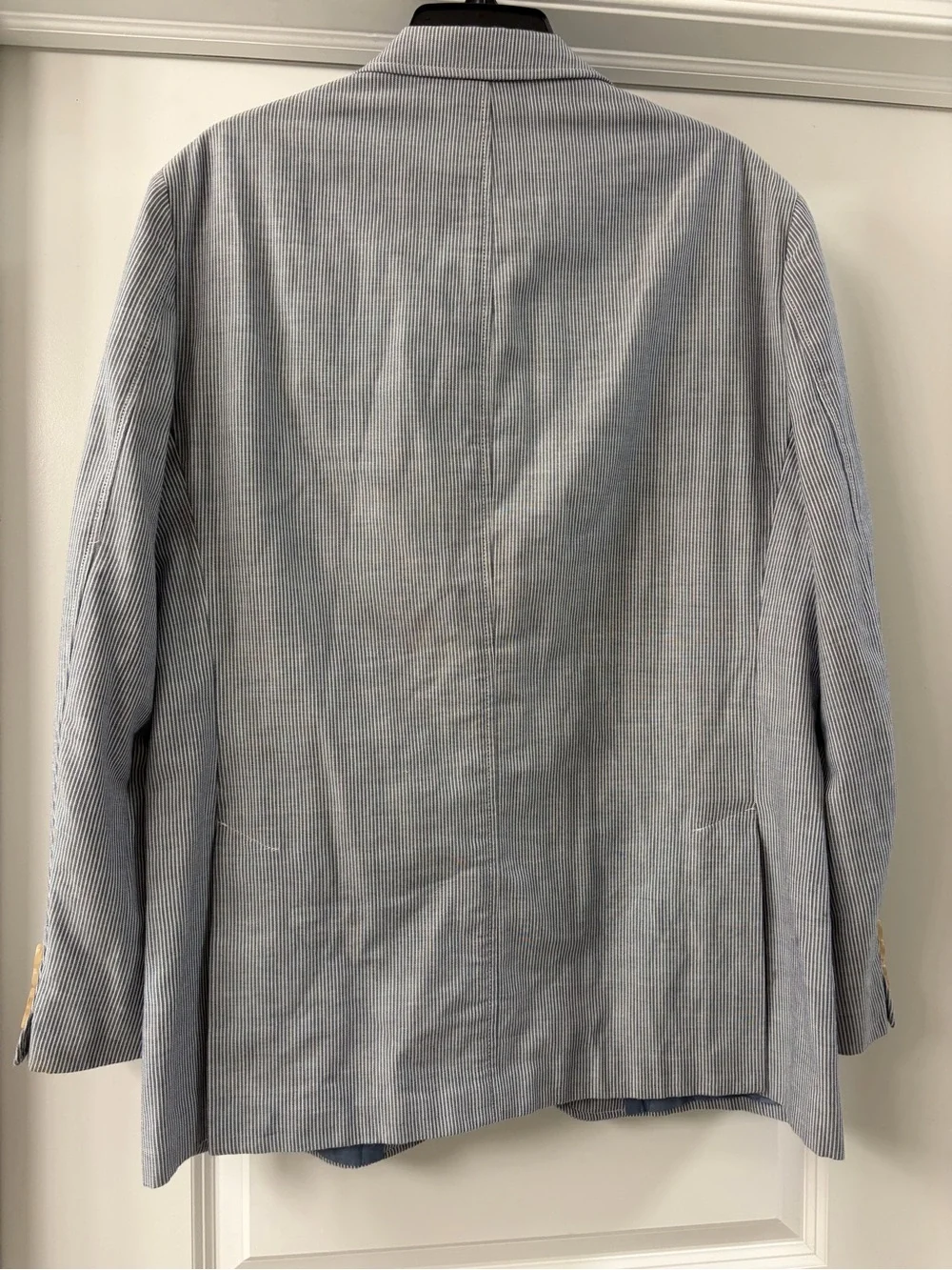 Ralph lauren 100% cotton blue blazer sport coat 42L pinstripe